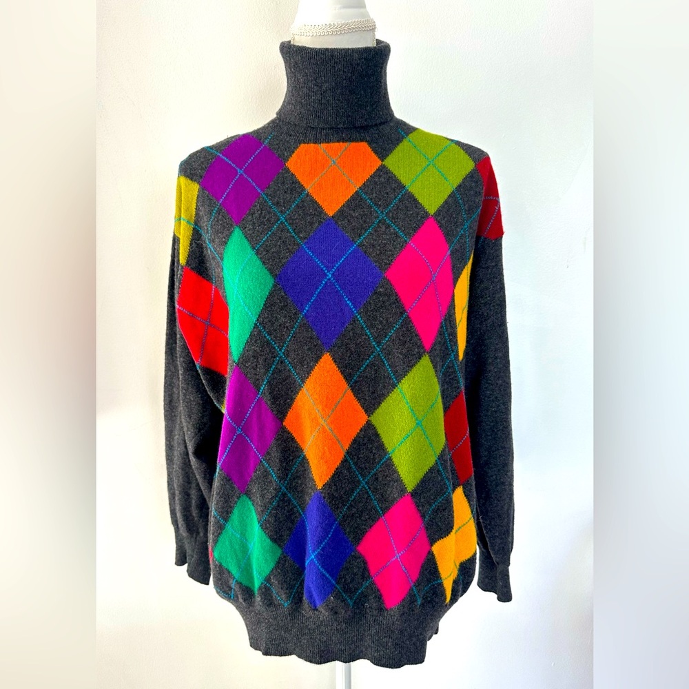 United Colors of Benetton Vintage Argyle turtleneck sweater